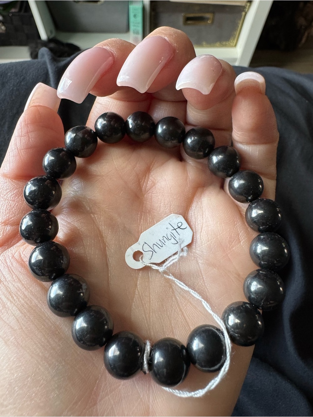 Shungite Beaded Stretch Bracelet - Black